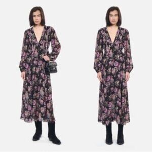 NWT The Kooples black and Pink English Roses Women's Dress size Small